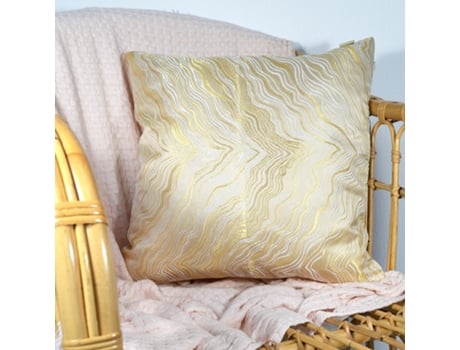Funda de almohada bordada con hilo dorado con patrón de agua BOD HOME