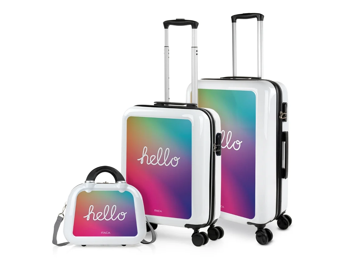 Juego De Maletas Pc ITACA Personalizado Base Blanco blanco-hello (44X65x25 Cm - 63L)