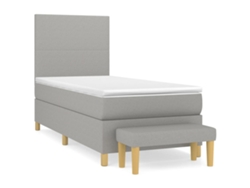 Maison Exclusive - Cama Box Spring Con Colchón Tela Gris Claro 100x200 Cm