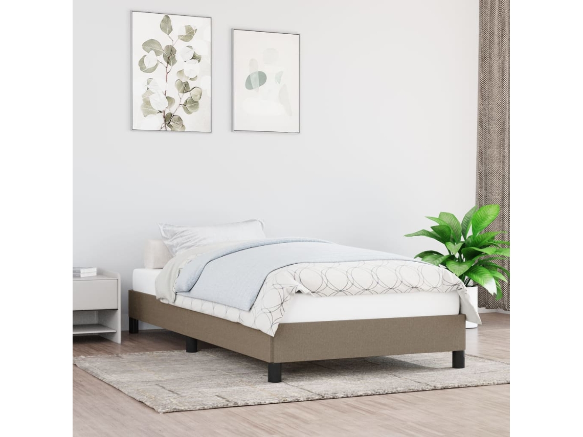 Estructura De Cama Sin Colchón Tela Gris Taupe 80x200 Cm