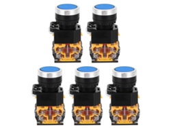 5 Interruptores Pulsadores De 22 Mm, 37 V-440 V, Autoblocantes, Sin Luz Azul.
