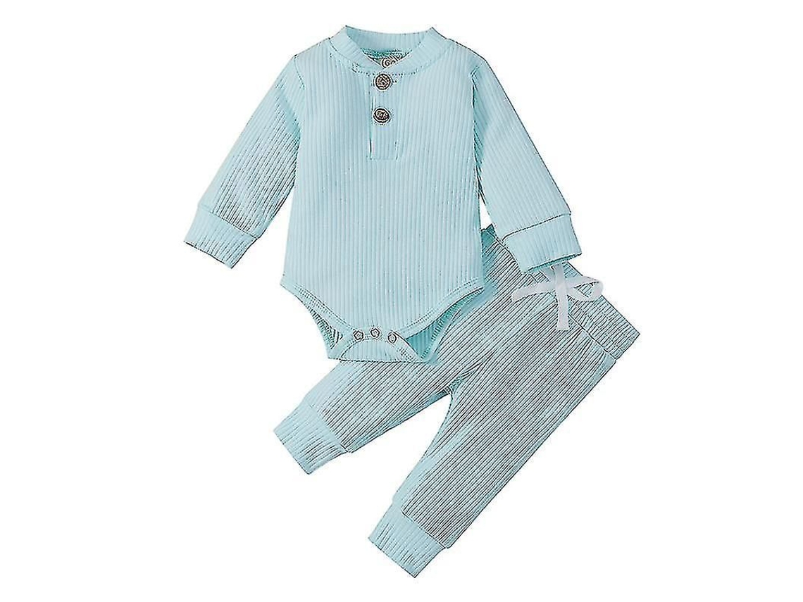 2026-conjunto Niño 2 Piezas Cuello Redondo Manga Larga Pantalones Elásticos Verano