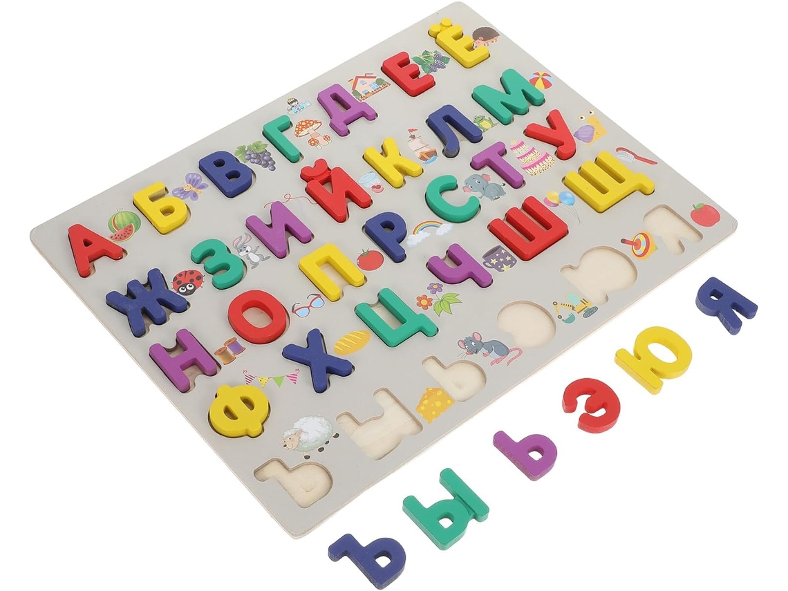 Rompecabezas Montessori De Madera Con El Alfabeto Ruso Para Niños Y Niñas.