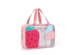 Necessaire Grande Com Separação De Líquidos E Líquidos, Tamanho Médio Chrui (rosa Morango)