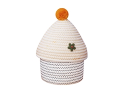 Cesta De Almacenamiento Redonda De Cuerda De Algodón Con Tapa, Organizador Decorativo Para Aperitivos, Beige