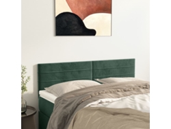 Cabeceros 2 Unidades Terciopelo Verde Oscuro 72x5x78/88 Cm