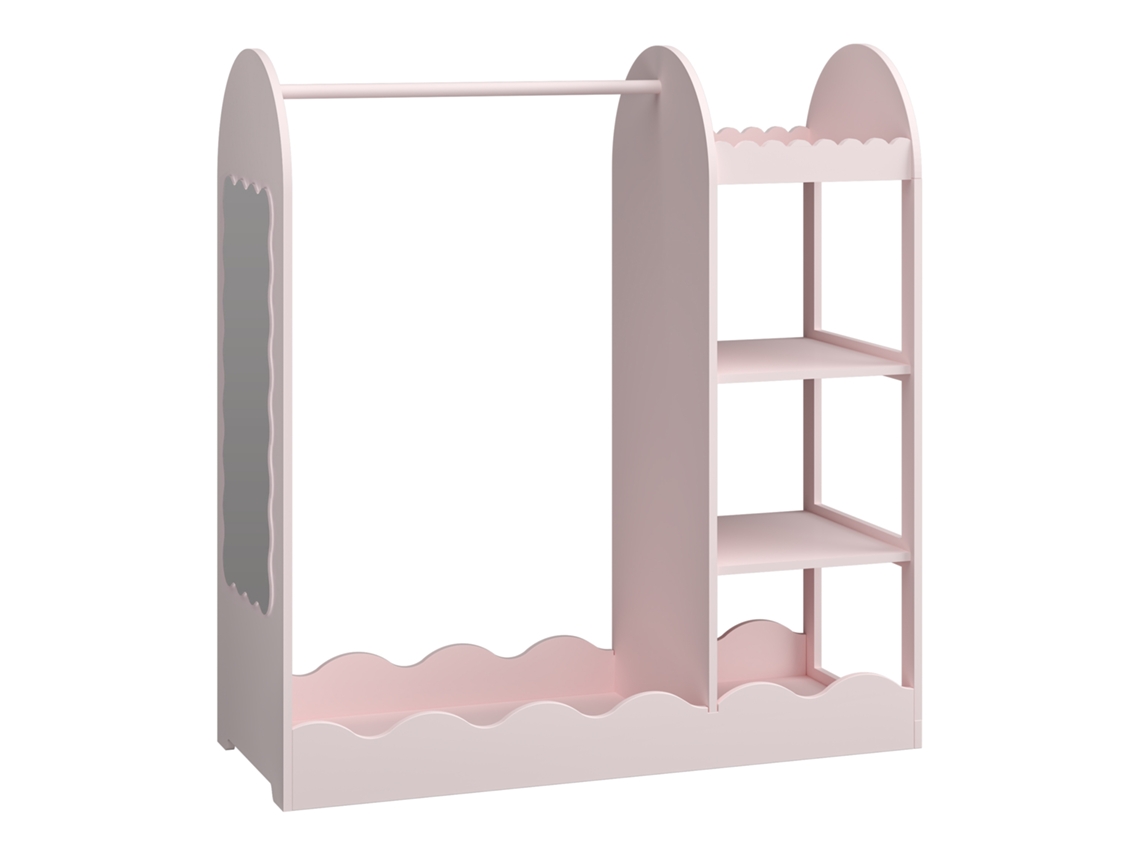 Perchero infantil Vestnes con espejo 100x94x38 cm Algodón de azúcar [EN.CASA]