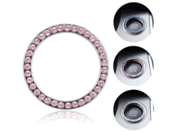 Anillo decorativo para coche con piedras brillantes, accesorio para mujer, botón de encendido y cubierta de control.