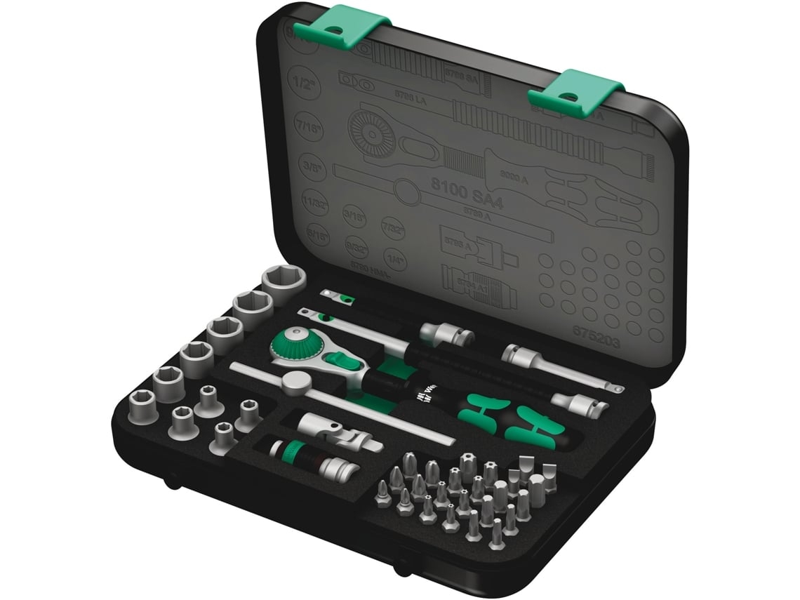 cuadradillo de 1/4", imperial 8100 SA 4 Juego de carraca Zyklop Speed WERA 05003535001
