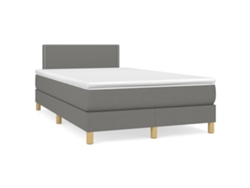 Cama Box Spring Con Colchón Y Led Tela Marrón Oscuro 120x190 Cm
