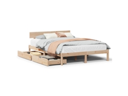 Maison Exclusive - Estructura De Cama Sin Colchón Madera De Pino Blanco 150x200 Cm