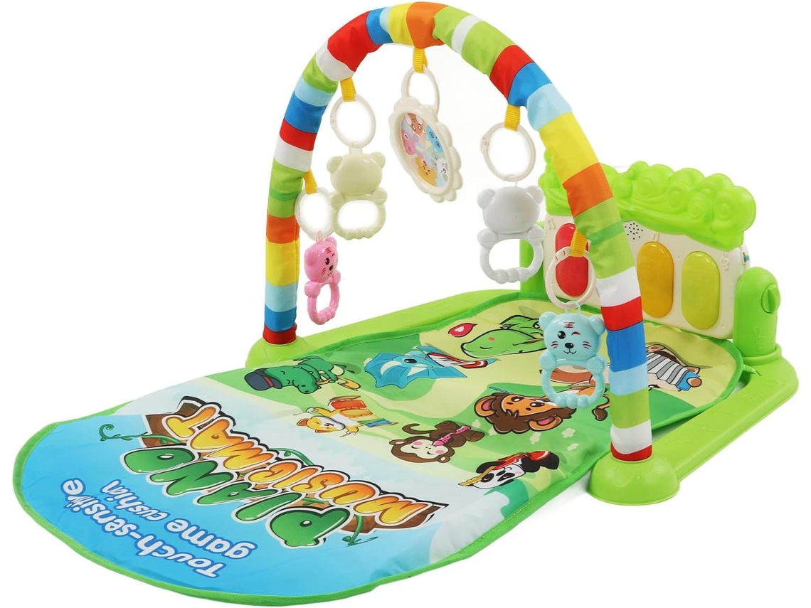 Tapete De Actividades Eifson Con Juguetes Colgantes Para Gatear Y Jugar (verde Zoo)