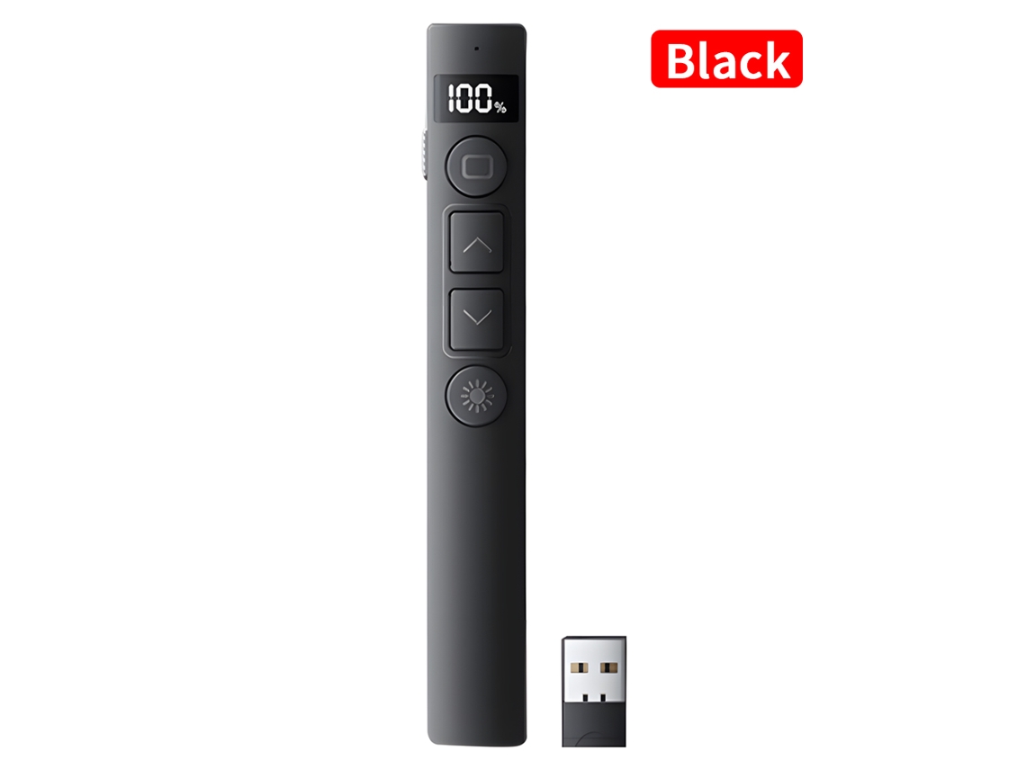 Presentador inalámbrico de 2,4 GHz con control multimedia USB para PowerPoint, enseñanza en la oficina, color negro Gertiz