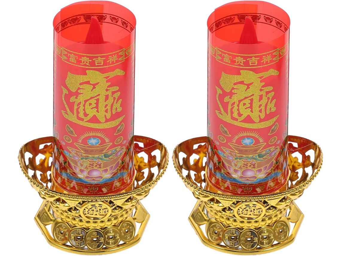 Juego De 2 Velas Led Sin Llama, Lámpara De Vela De Plástico Tradicional China, Para