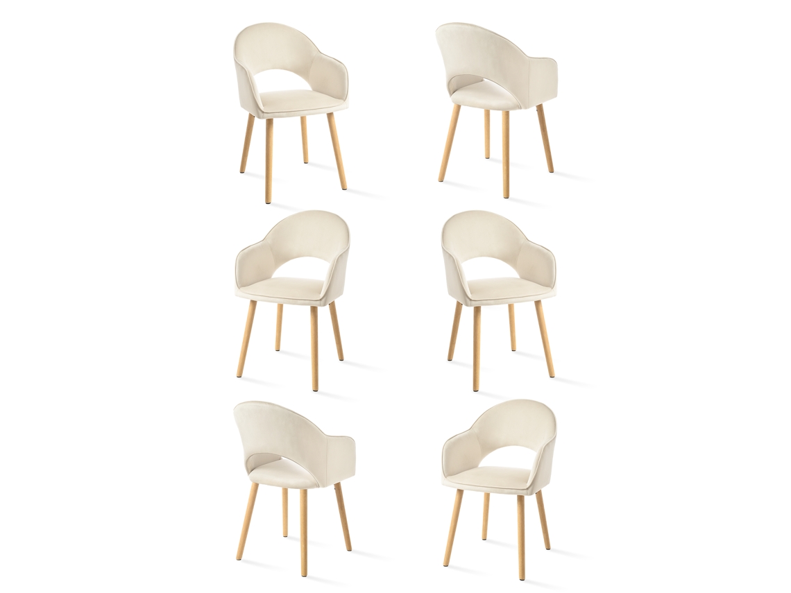 Sillas De Comedor Goeurvant 1316(pack De 6, Marfil, Terciopelo)