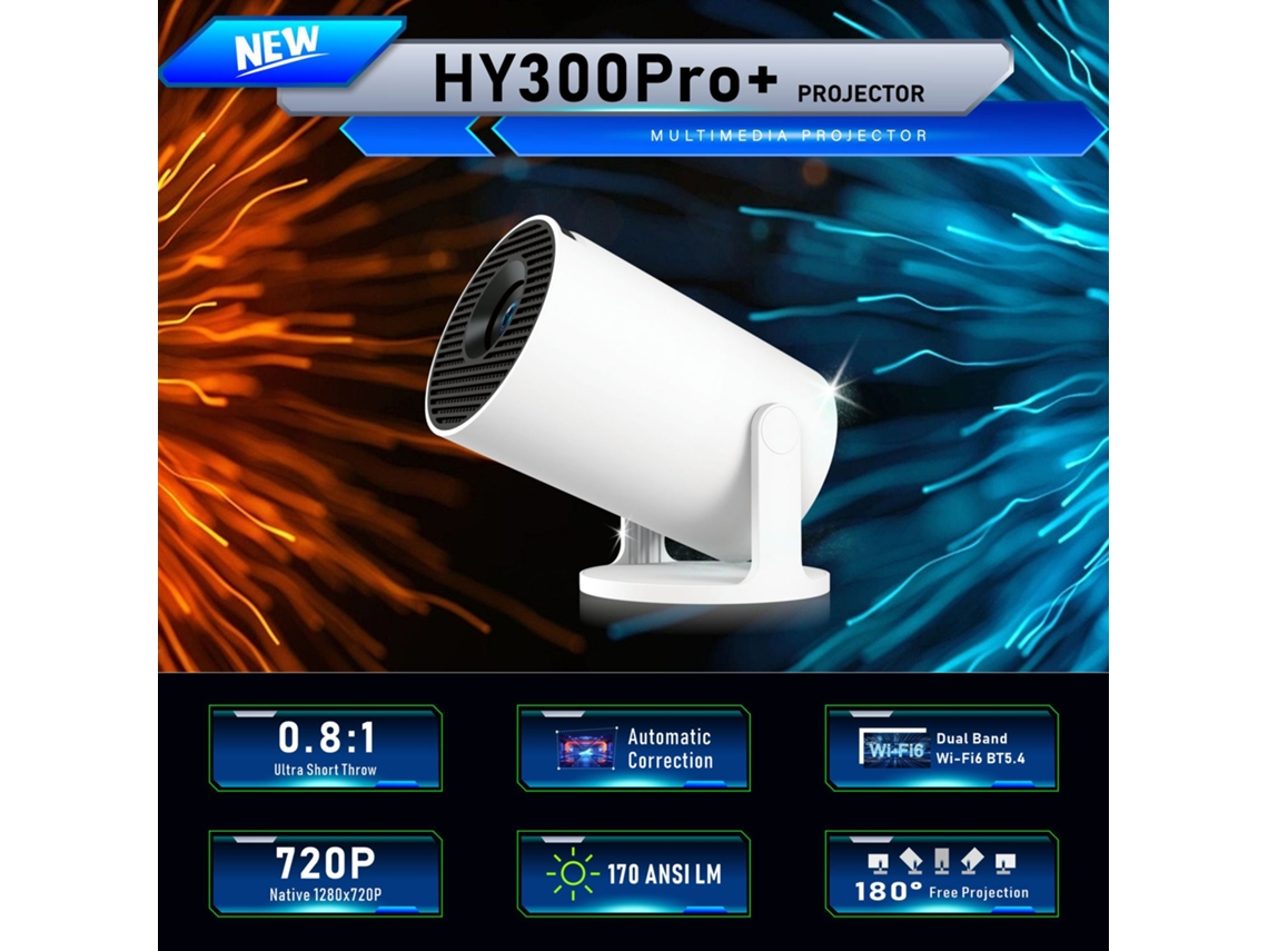Mini Projector Portátil 4k/1080p, Wifi 6, Bt 5.4, Keystone, Rotación 180° – Branco (pro)