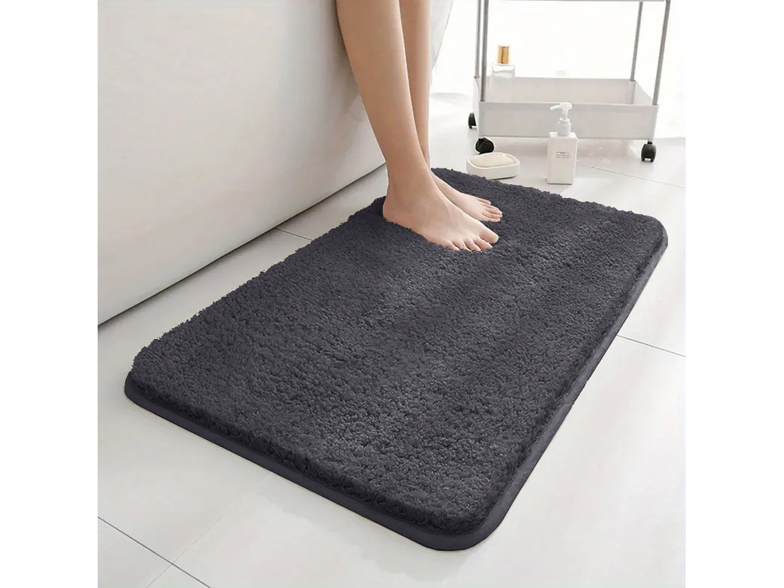 (gris Oscuro) Alfombra De Baño Súper Absorbente Y Antideslizante, Decoración Del Hogar, Alfombra De Pelo Largo