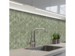 Salpicaderos De Cocina Sutil - Geométrico - Dorado - Verde 400x60 Cm