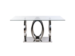 Mesa Comedor Acero Cristal Templado 160x90x76cm