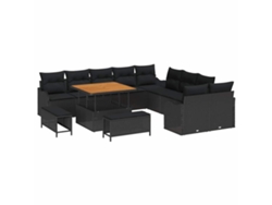 Maison Exclusive - Conjunto De Sofá De Jardín Con Cojín Con Almohada 13 Pcs Negro