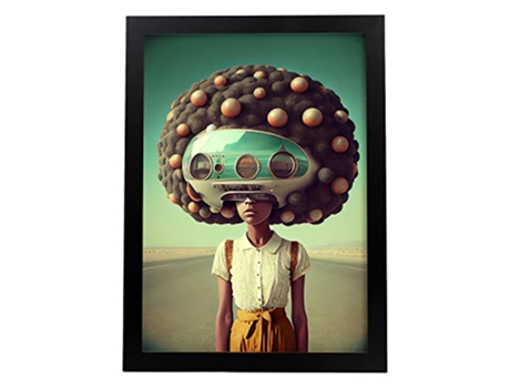 NACNIC Poster Peinado Afro En Estilo Surrealismo Cinematográfico Ilustraciones Y Grabados De Historieta Abstracta Y Artística A3 Marcos Negros