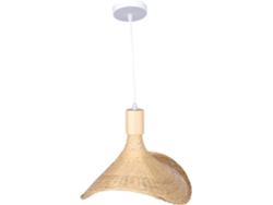 Lámpara Colgante De Bambú Tejido A Mano, Plafón Con Diseño De Sombrero De Paja Y Bombilla Integrada.
