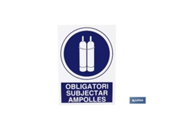 Señal poliestireno 297x210 mm obligatori subjectar ampolles