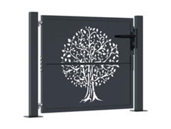 Maison Exclusive - Puerta De Jardín Antracita 100x100 Cm De Acero Con Diseño De Árbol
