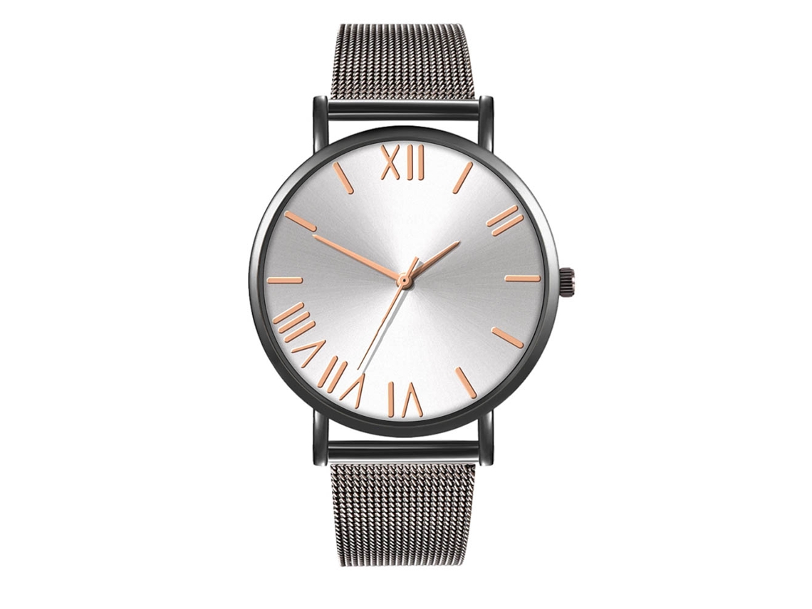 Reloj De Pulsera Para Parejas De Estilo Casual Con Correa De Malla, Cuarzo, Blanco Y Negro.