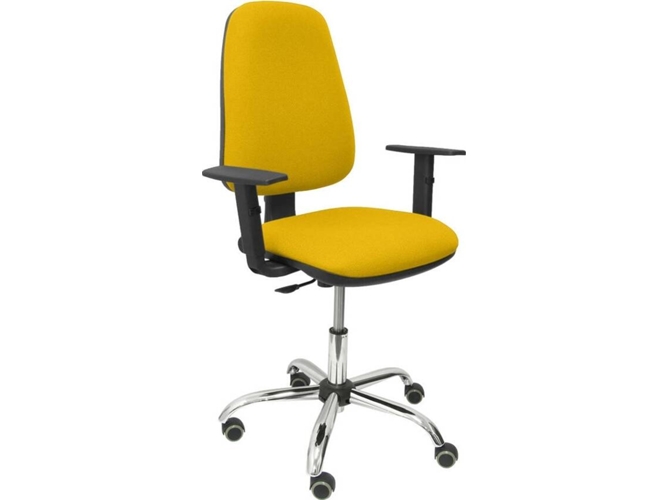 Silla de Escritorio Operativa PYC socovos Amarillo BA con ruedas antiarañazos (Brazos Ajustables - Tejido)
