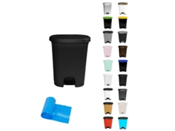 Bote de basura de plástico moderno | Apertura del pedal | Papelera de reciclaje negra de 50 litros Bolsas de jardín negras 202