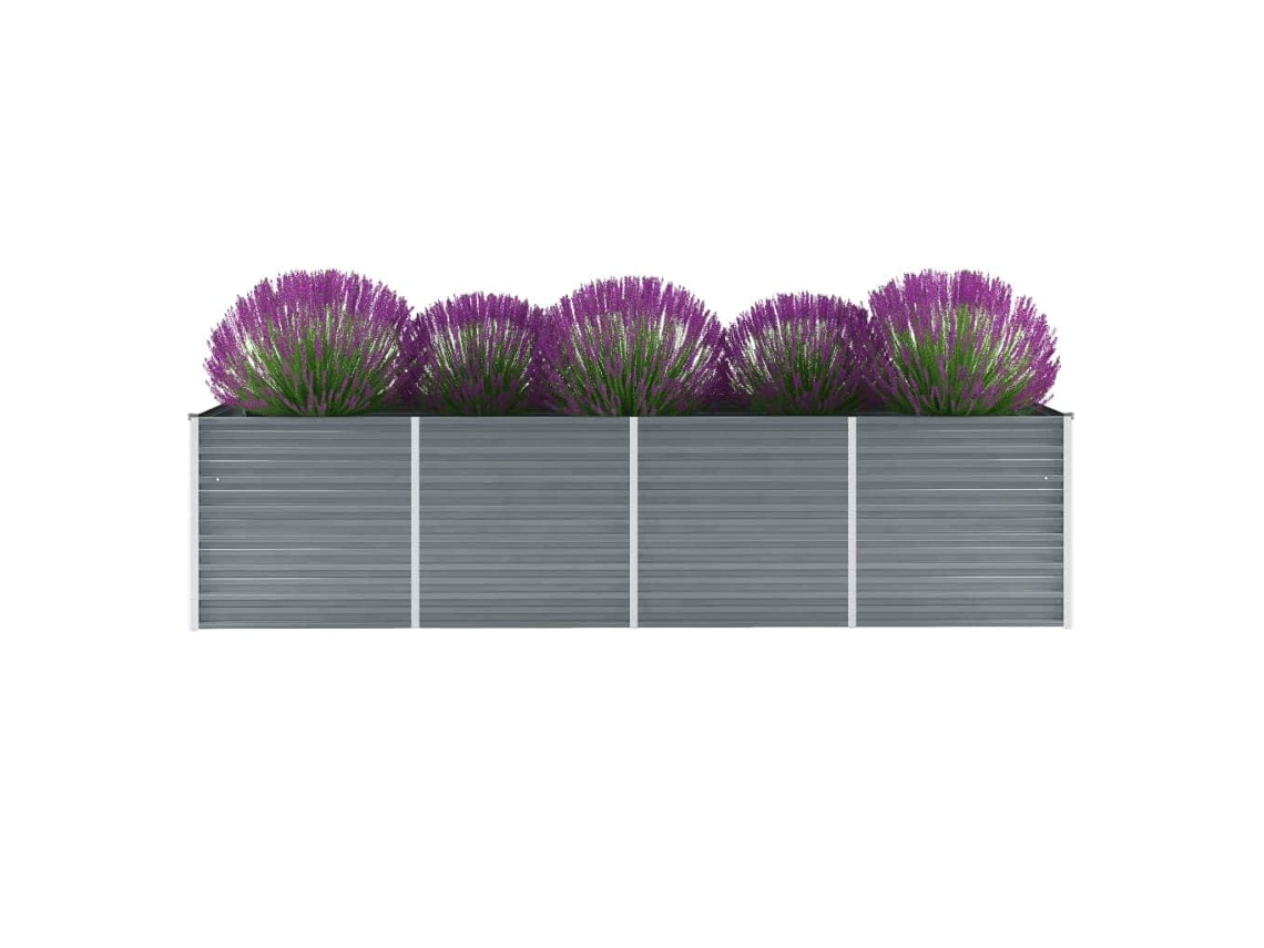 Juego de 1 jardinera elevada HARLANV1 320x80x77cm Acero galvanizado gris