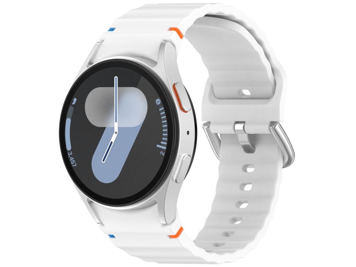 Correa para Samsung Galaxy Watch 7 (40/44 mm) - Silicona con textura ondulada cosida y hebilla plateada.