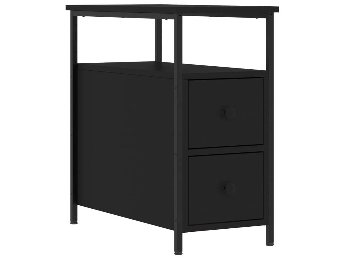 Maison Exclusive - Mesita De Noche Madera De Ingeniería Negro 30x60x60 Cm