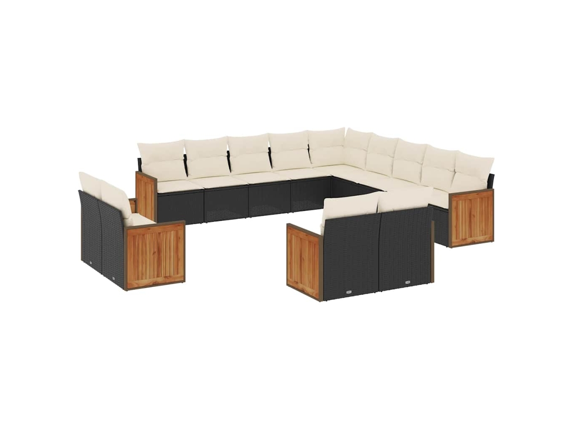 Maison Exclusive - Set De Sofás De Jardín Y Cojines 13 Pzas Ratán Sintético Negro