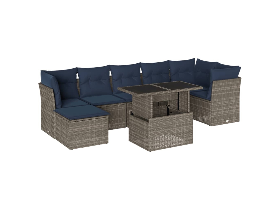Maison Exclusive - Conjunto De Sofá De Jardín De 8 Piezas Con Cojines, Poliratán Gris