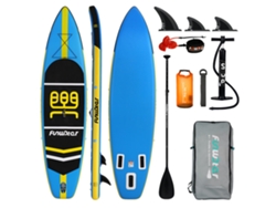 Tabla De Surf Inflable Funwater Blanca De 11*33*6 Pulgadas Con Bomba De Aire Bolsa Para Remo Bolsa Impermeable Y Cuerda De Seguridad Supfw03a