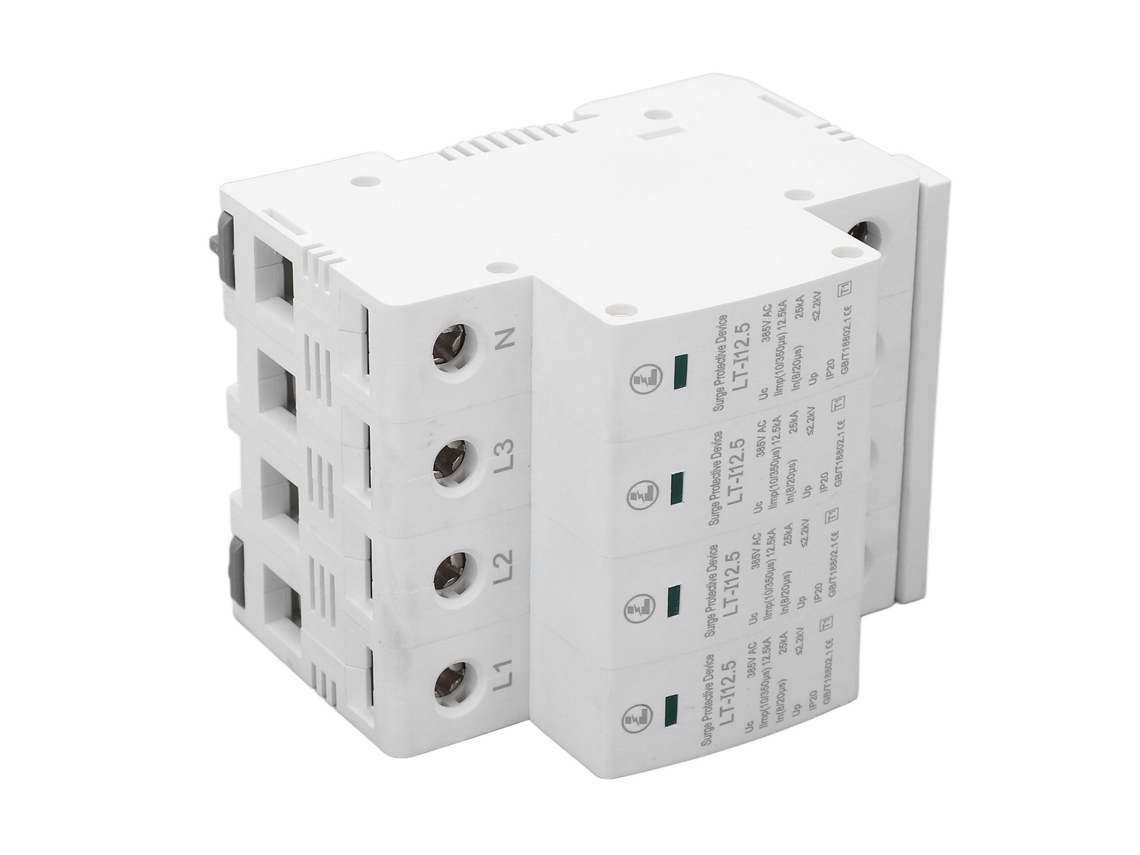 Protector Contra Sobretensiones De 4 Polos Y 385 V Ca Con Montaje En Riel De 35 Mm Para Uso Residencial.