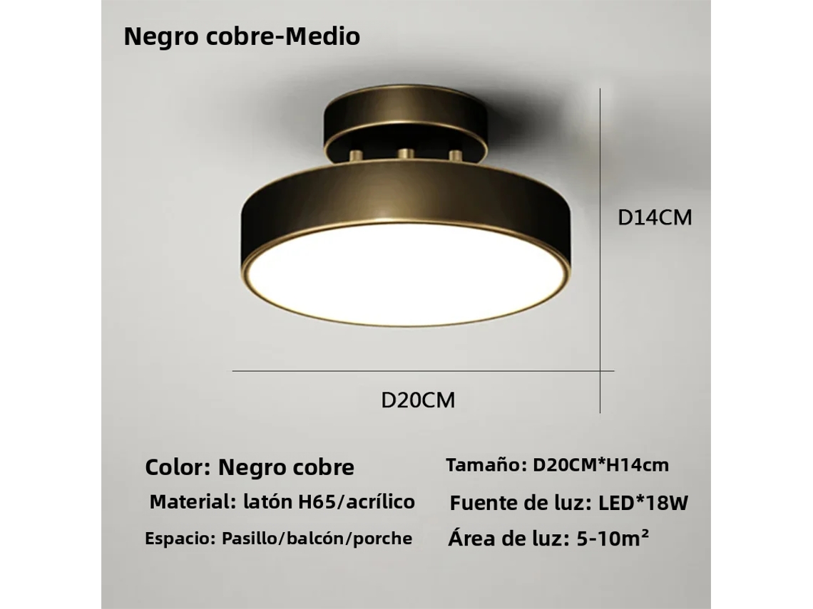 Luminária de Teto Redonda Nórdica Dourada/preta com Led e Fonte de Luz Led. MDUG (branco Quente/preto, 20 Cm)