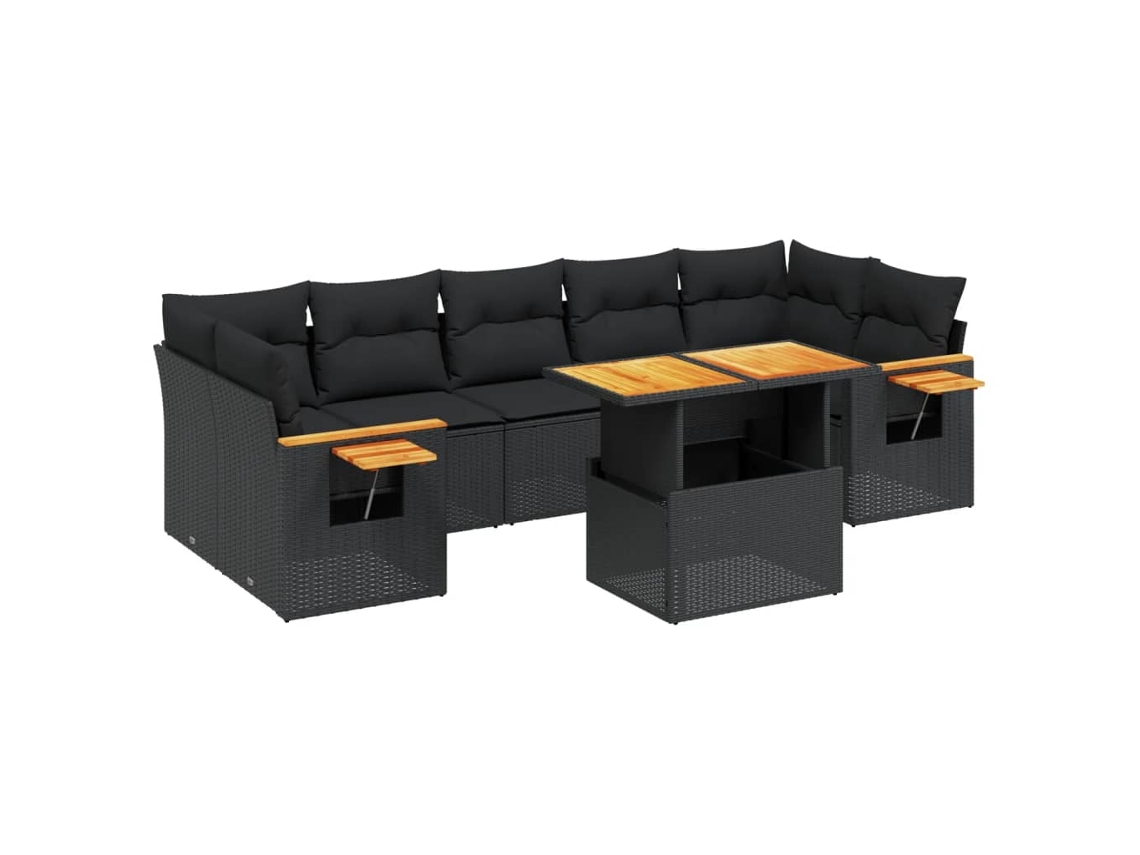 Maison Exclusive - Set De Sofás De Jardín 8 Piezas Y Cojines Ratán Sintético Negro