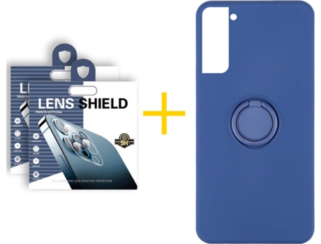 Carcasa + 2 Protectores de Cámara para Samsung Galaxy S21 5G SKYHE Azul Oscuro