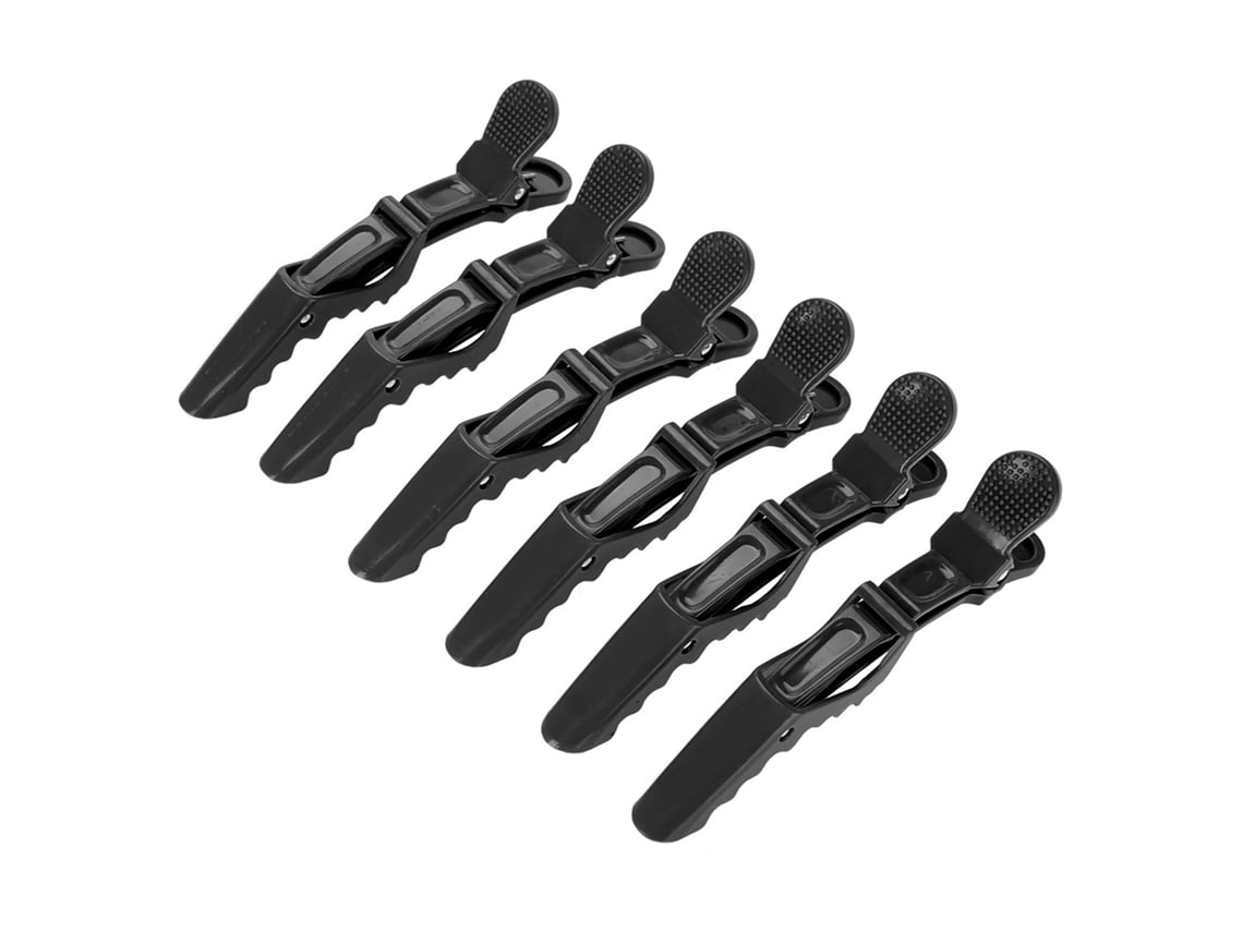 2026-6 Peças De Pinças De Cabelo Crocodilo Antiderrapantes De Dente Único Para Cabeleireiro Clips Pretos