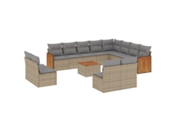 Conjunto 13 sofás de jardín con cojines VIDAXL ratán sintético beige