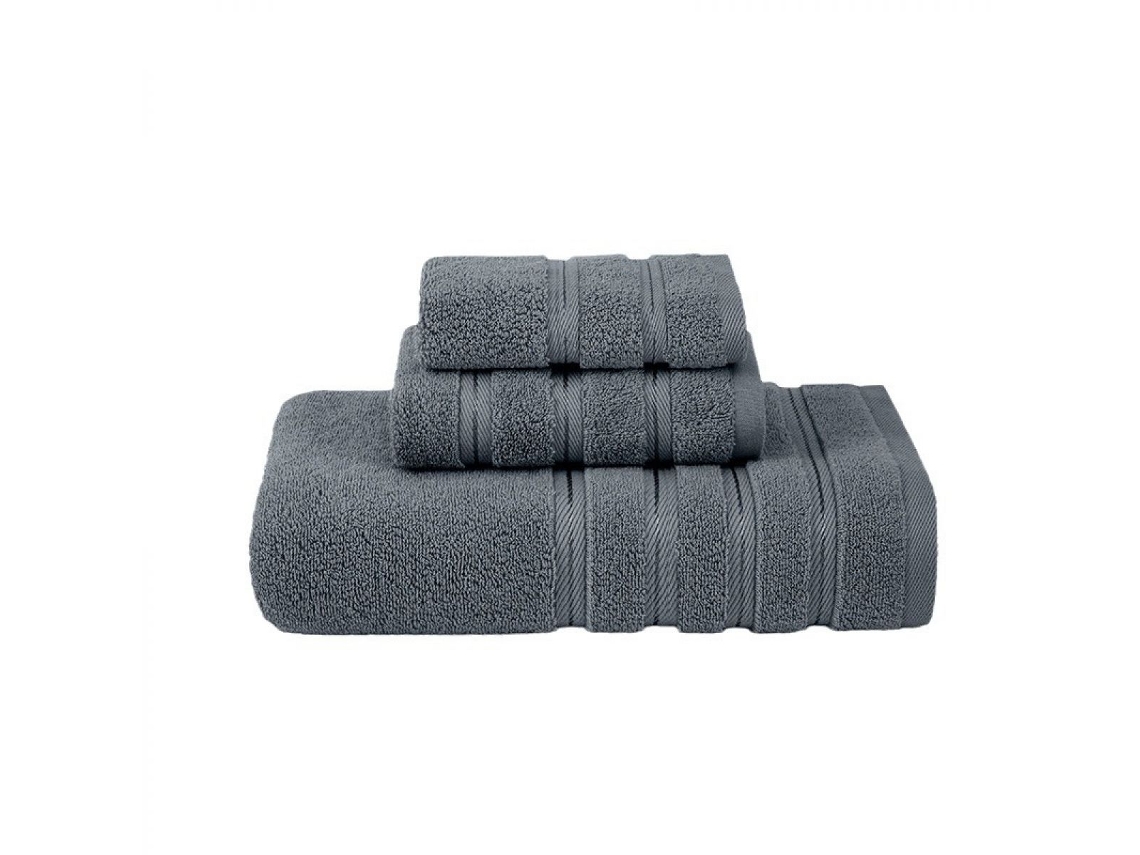 Conjunto De Toallas (2 Baños 2 Manos 2 Rostro) Algodón Turco Gris