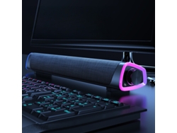 Barra de sonido USB HEXINYIGJLY con Bluetooth y 6 efectos de luz, sonido envolvente 2.0, para ordenador y portátil, color negro.