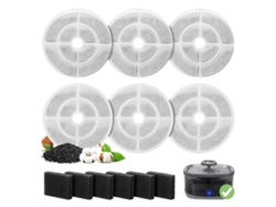 Paquete De 6 Filtros De Repuesto Para Bebederos De Gatos (6 Filtros + 6 Esponjas)