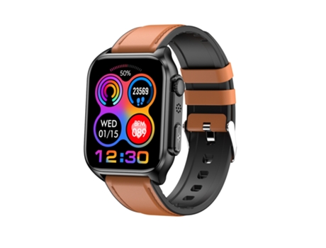 Smartwatch TK12 1,96'' La correa de cuero impermeable IP67 admite ECG/cuidado familiar remoto/llamada Bluetooth/mon