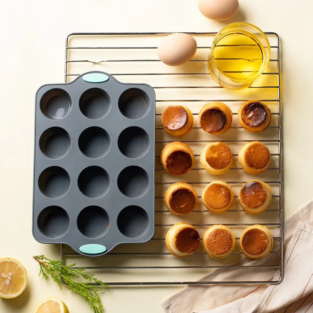 Molde De Silicona Para Pasteles (12 Cavidades), Antiadherente, Accesorio De Cocina.