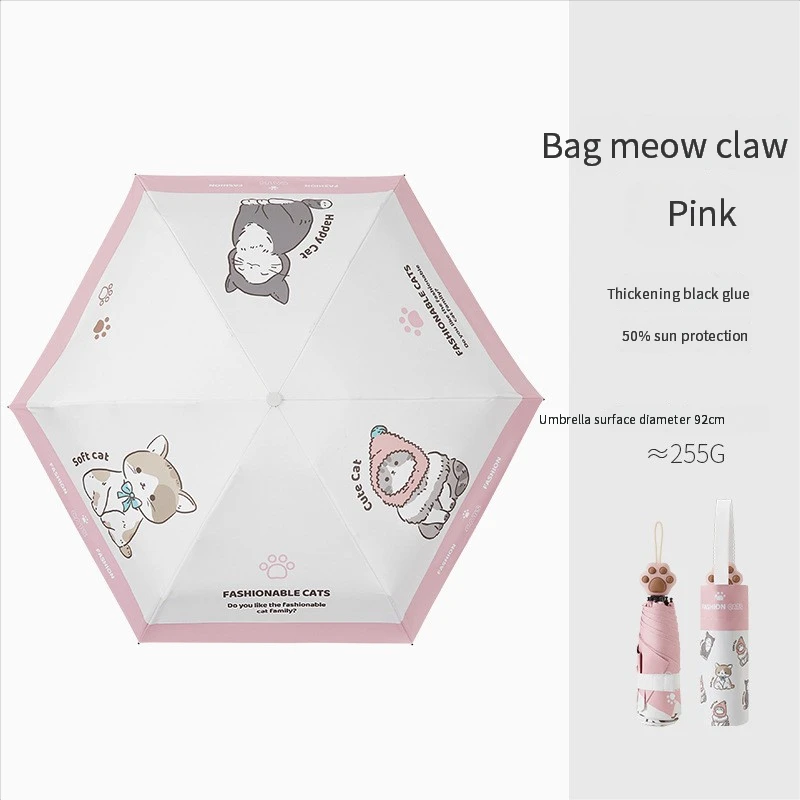 Paraguas Plegable Con Protección Uv (rosa 6k), Diseño Creativo De Dibujos Animados.