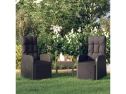 Juego de 2 sillas reclinables de jardín DKD HOME DECOR con cojines en ratán negro